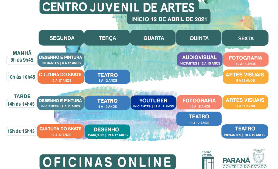 O Centro Juvenil de Artes Plásticas (CJAP) inicia seu ano letivo de 2021 com uma nova leva de oferta de oficinas. Além dos tradicionais cursos de Teatro, Audiovisual, Desenho e Pintura, Artes Visuais e Fotografia, dessa vez a grade conta com os inéditos Cultura do Skate e Youtuber, voltados para interesses e demandas atuais dos jovens. -  Curitiba, 31/03/2021  -  Foto: Divulgação CJAP