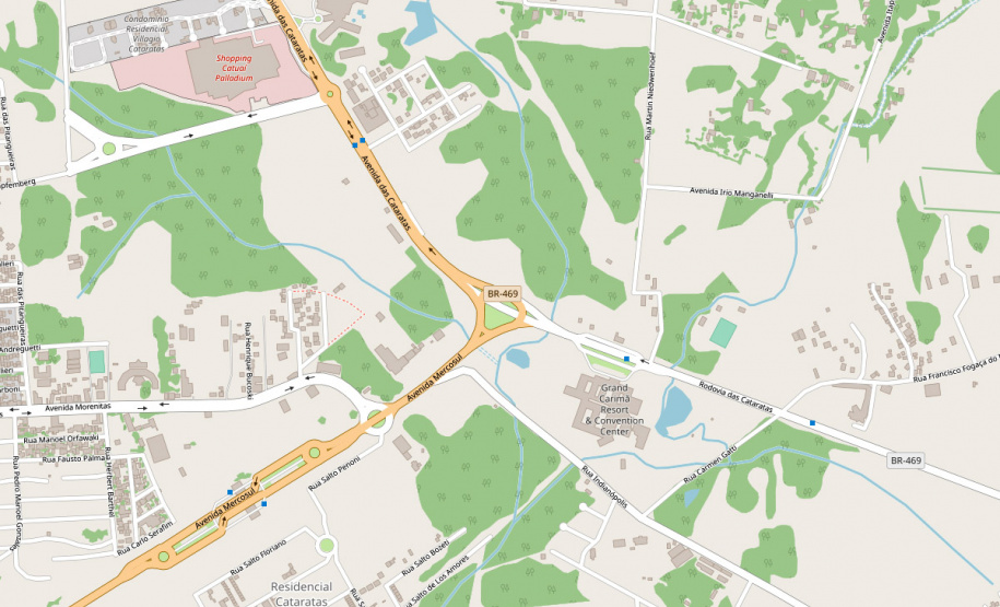 O Departamento de Estradas de Rodagem do Paraná (DER/PR) informa que o tráfego no Trevo Carimã, no entroncamento entre a Avenida das Cataratas (BR-369) e a Avenida Mercosul, em Foz do Iguaçu, passará por modificações a partir das 08h da manhã desta quinta-feira (1º).  -  Foto/Arte: Divulgação DER