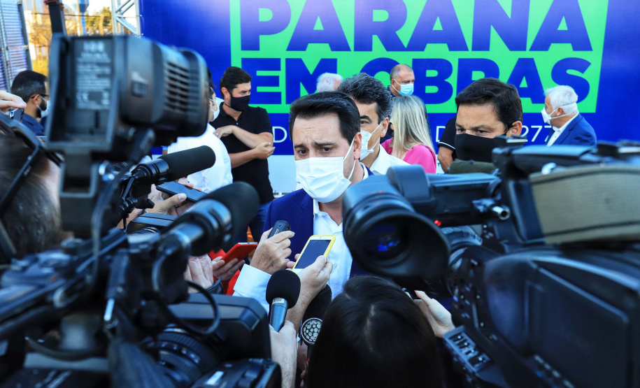 O governador Carlos Massa Ratinho Junior esteve nesta quarta-feira (14) em Guarapuava, na região Central do Estado, para vistoriar as obras de duplicação da BR-277 que cruza o perímetro urbano da cidade. Foto: José Fernando Ogura/AEN