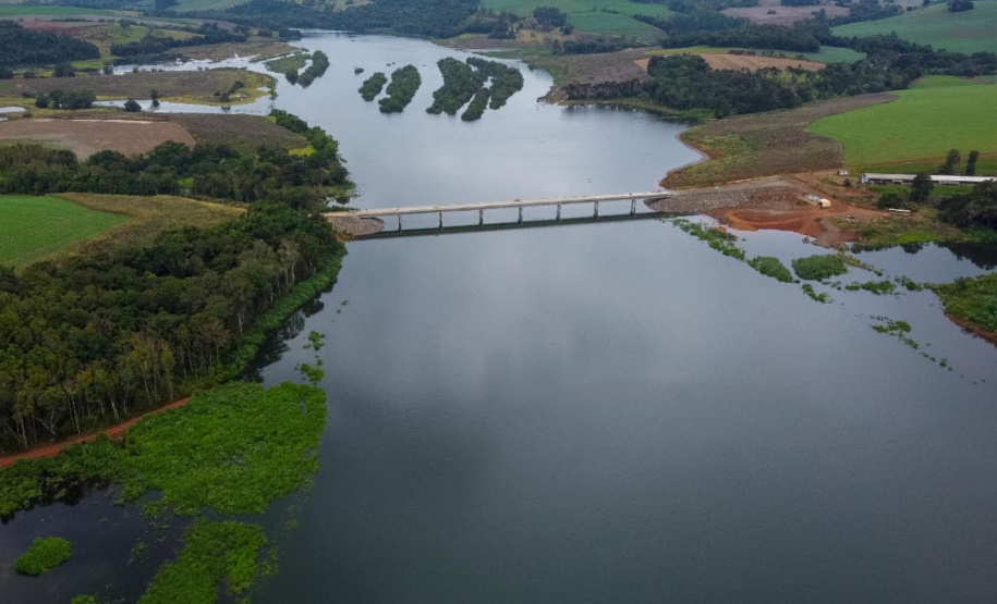 Foi concluído o processo de enchimento do reservatório da Pequena Central Hidrelétrica Bela Vista, instalada pela Copel no rio Chopim, entre os municípios de Verê e São João, no sudoeste do Paraná. - 16/04/2021 - Foto: Divulgação Copel