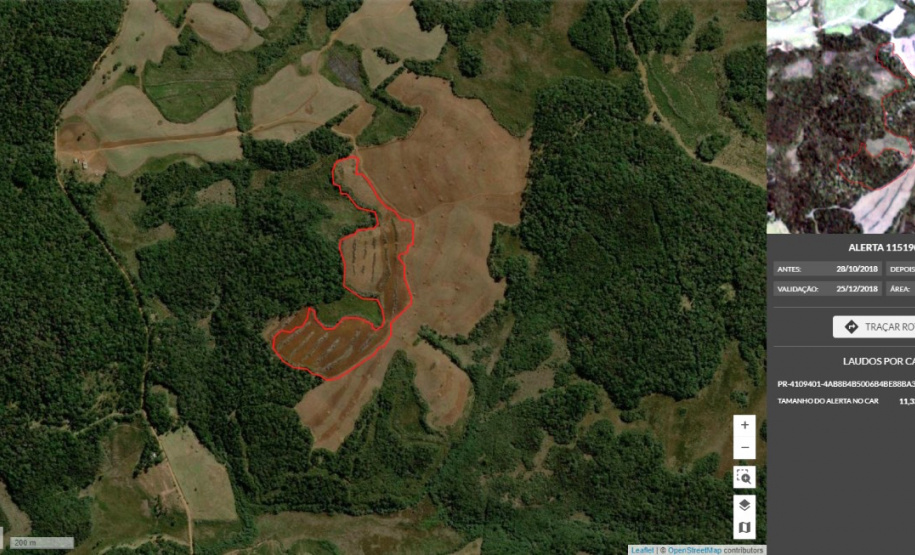 O Estado do Paraná, através do Instituto Água e Terra (IAT), deve intensificar a emissão de multas remotas neste ano, utilizando como base ferramentas via satélite. - Curitiba, 23/04/2021 - Foto: Divulgação Sedest/IAT - capturas da plataforma MapBiomas