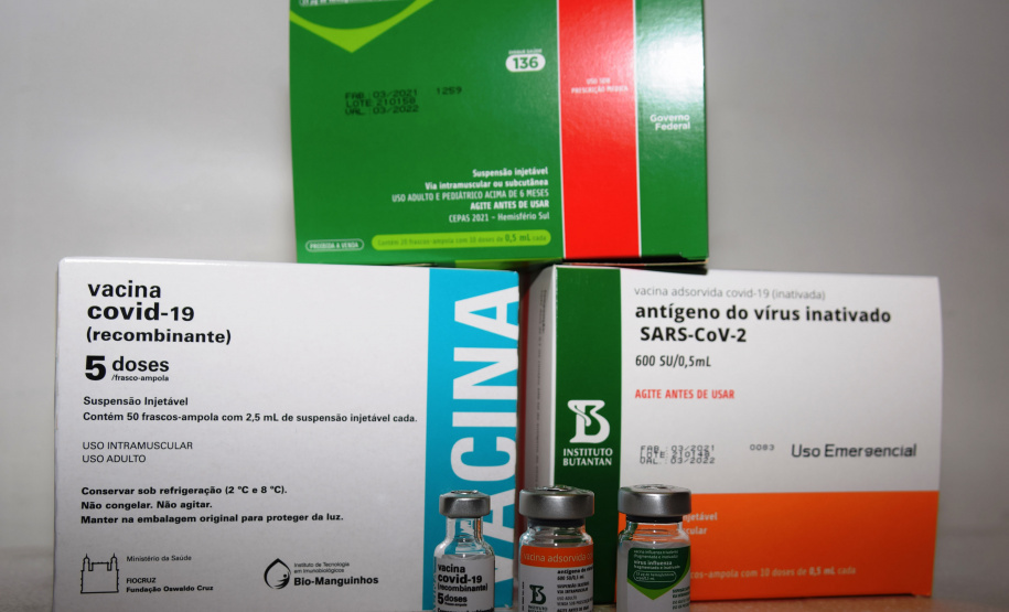 O Governo do Estado começou a distribuir sexta-feira (23) para as 22 Regionais de Saúde do Paraná mais 205.130 doses da vacina contra a Covid-19. Os imunizantes integram o 14º lote encaminhado pelo Ministério da Saúde na quinta-feira (22), composto por 166.000 doses da Covishield, produzida pela Universidade de Oxford/AstraZeneca/Fiocruz, e 39.130 doses da CoronaVac, desenvolvida pelo Instituto Butantan/Sinovac. - Curitiba, 23/04/2021  -   Foto: Américo Antonio/SESA