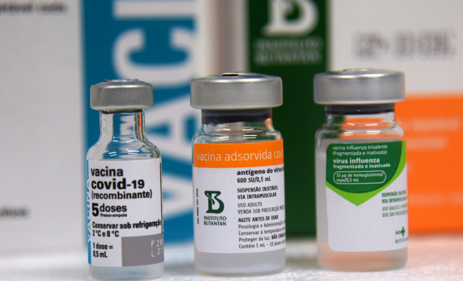 O Governo do Estado começou a distribuir sexta-feira (23) para as 22 Regionais de Saúde do Paraná mais 205.130 doses da vacina contra a Covid-19. Os imunizantes integram o 14º lote encaminhado pelo Ministério da Saúde na quinta-feira (22), composto por 166.000 doses da Covishield, produzida pela Universidade de Oxford/AstraZeneca/Fiocruz, e 39.130 doses da CoronaVac, desenvolvida pelo Instituto Butantan/Sinovac. - Curitiba, 23/04/2021  -   Foto: Américo Antonio/SESA