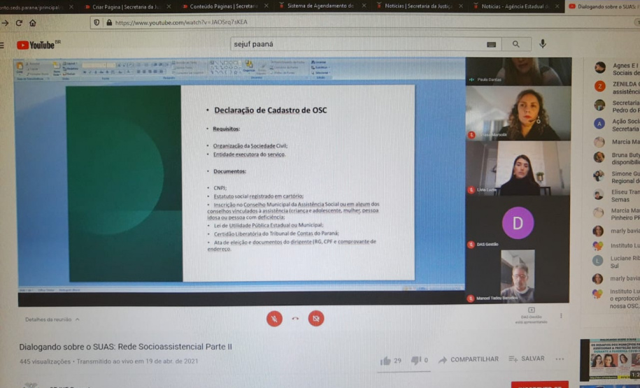 Os encontros foram conduzidos pela chefe do Departamento de Assistência Social, Larissa Marsolik, que explicou sobre o funcionamento de repasses promovidos aos municípios e os esforços empreendidos em prol da otimização da operação de cofinanciamento. Foto: SEJUF