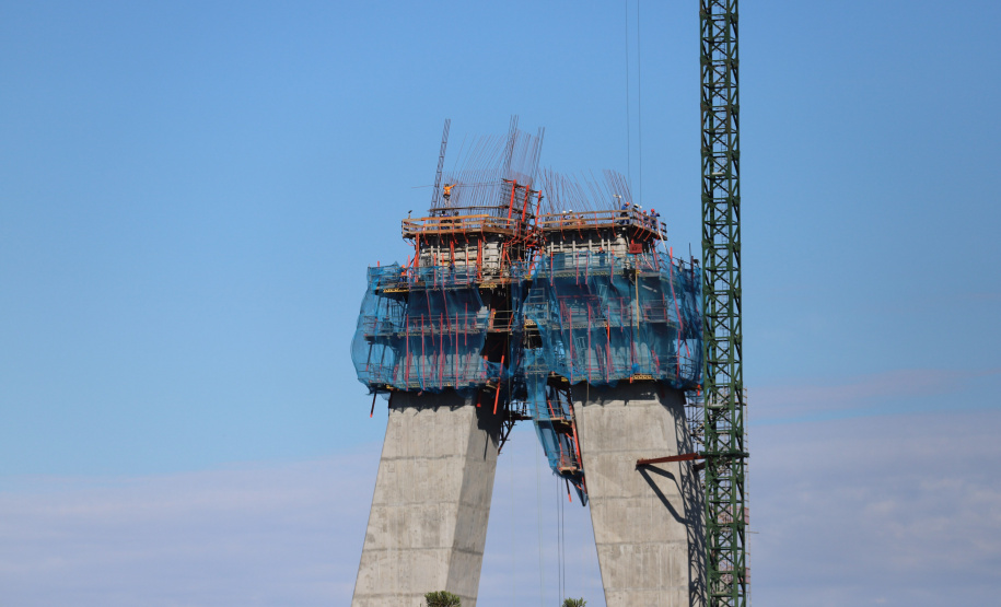 Segunda Ponte Foz Andamento das obras na Ponte da Integração Brasil - Paraguai, entre Foz do Iguaçu e Presidente Franco .08/04/2021 - Foto: Geraldo Bubniak/AEN