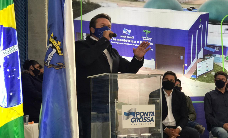 secretário estadual do Desenvolvimento Sustentável e do Turismo, Márcio Nunes, durante inauguração da usina termelétrica pública a biogás em Ponta Grossa, nos Campos Gerais, nesta sexta-feira (30). - Ponta Grossa, 30/04/2021 - foto: SEDEST