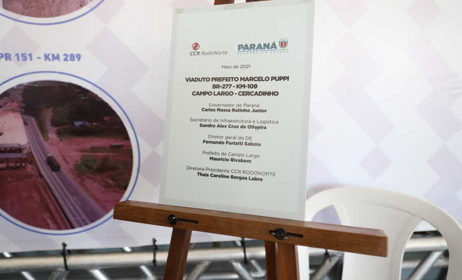 Viaduto Campo Largo O governador Carlos Massa Ratinho Junior inaugura nesta segunda-feira (3), o viaduto Prefeito Marcelo Puppi e passarela William Haj Mussi, no Km 109 da BR-277, nas proximidades do Cercadinho em Campo Largo. 03/05/2021 - Foto: Geraldo Bubniak/AEN