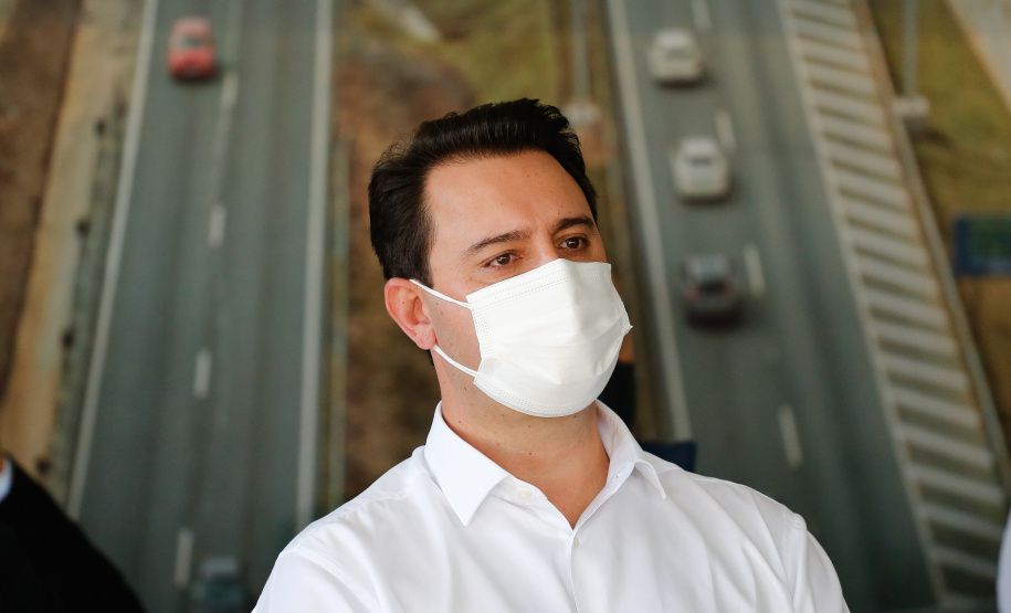 O governador Carlos Massa Ratinho Junior inaugura nesta segunda-feira (3), o viaduto Prefeito Marcelo Puppi e passarela William Haj Mussi, no Km 109 da BR-277, nas proximidades do Cercadinho em Campo Largo. 03/05/2021 - Foto: Jonathan Campos/AEN