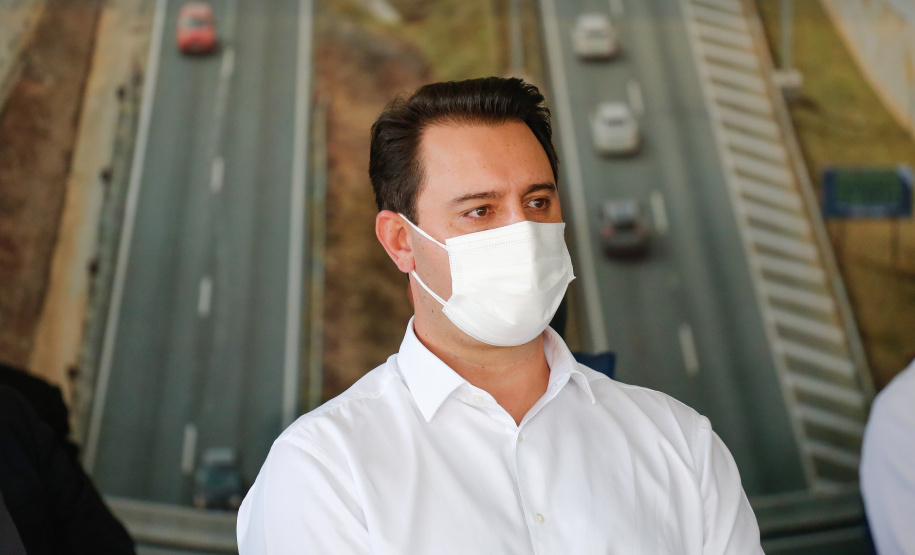 O governador Carlos Massa Ratinho Junior inaugura nesta segunda-feira (3), o viaduto Prefeito Marcelo Puppi e passarela William Haj Mussi, no Km 109 da BR-277, nas proximidades do Cercadinho em Campo Largo. 03/05/2021 - Foto: Jonathan Campos/AEN