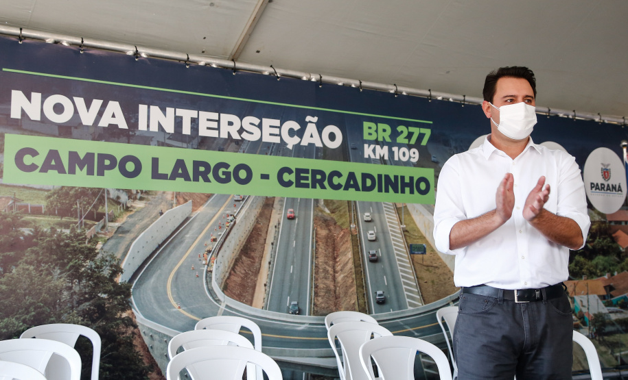 O governador Carlos Massa Ratinho Junior inaugura nesta segunda-feira (3), o viaduto Prefeito Marcelo Puppi e passarela William Haj Mussi, no Km 109 da BR-277, nas proximidades do Cercadinho em Campo Largo. 03/05/2021 - Foto: Jonathan Campos/AEN