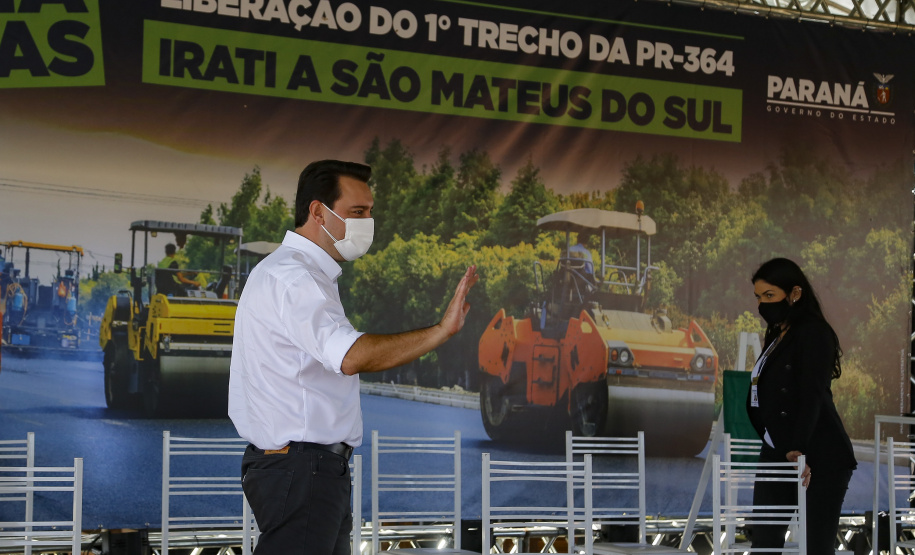 Governador Carlos Massa Ratinho Junior  entrega primeiro trecho de pavimentacao da pr 364, Miguel Picheth, que liga Irati a Sao Mateus do Sul
Foto Gilson Abreu/AEN