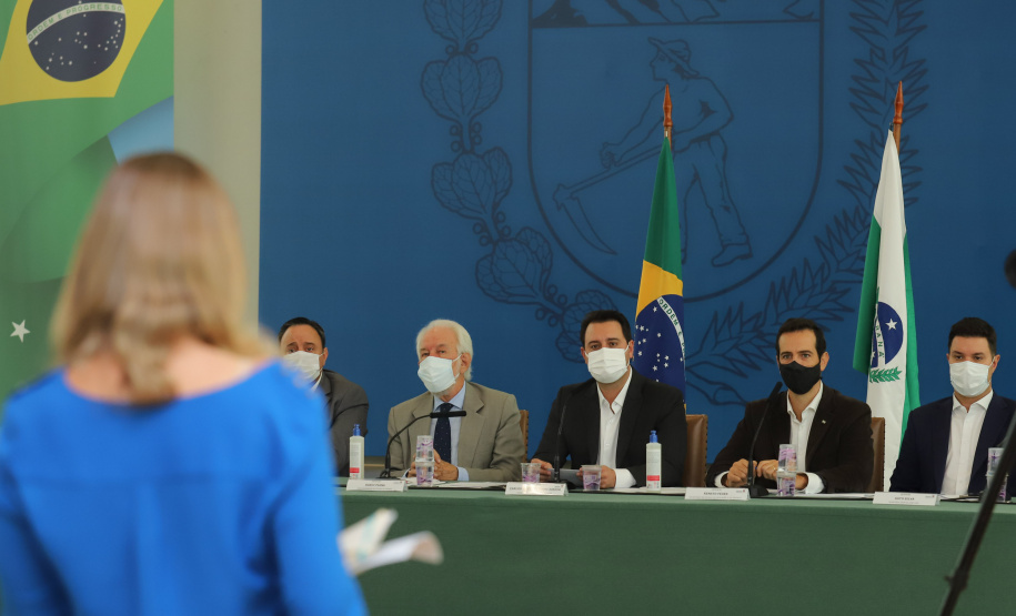 Coletiva Gov O governador Carlos Massa Ratinho Junior atende a imprensa nesta terça-feira (4) para falar sobre o retorno gradativo das aulas presenciais na rede estadual de ensino. Curitiba, 04/05/2021. Foto: Geraldo Bubniak/AEN