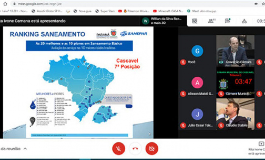 A Companhia de Saneamento do Paraná (Sanepar) apresentou nesta quarta-feira (5) em Cascavel seu plano de investimentos para o município, em audiência pública promovida pela Câmara de Vereadores.  - Cascavel, 04/05/2021  - Foto: Sanepar