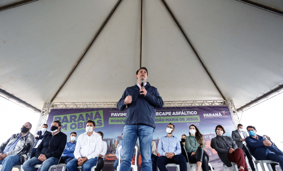 O governador Carlos Massa Ratinho Junior entregou nesta quinta-feira (06) as obras de pavimentação e recape asfáltico da Rodovia Municipal João Maria de Jesus, em Turvo, na Região Central do Paraná.Foto: Jonathan Campos/AEN