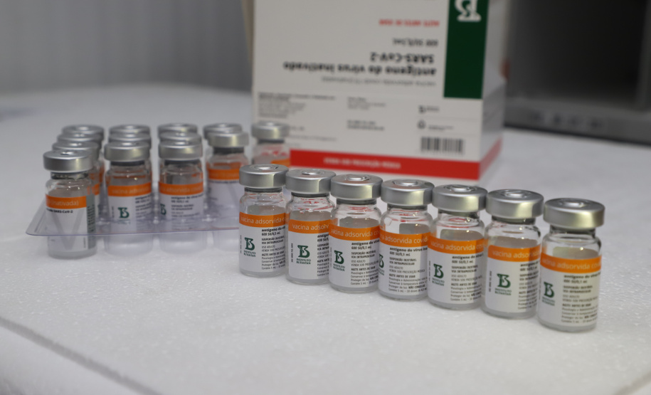 O Paraná recebeu neste sábado (08) mais 57.800 doses da vacina contra a Covid-19. O imunizante é o CoronaVac, produzido em parceria pela farmacêutica chinesa Sinovac e o Instituto Butantan, de São Paulo.  Foto:Ari Dias/AEN