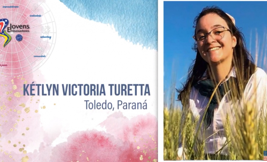 A embaixada dos Estados Unidos no Brasil divulgou a lista dos participantes do Programa Jovens Embaixadores de 2021. A seleção contou com mais de 10 mil inscrições para 33 vagas e o resultado tem representantes de 24 estados brasileiros e do Distrito Federal, sendo uma paranaense. Após a série de etapas seletivas, uma das escolhidas foi Kétlyn Victoria Turetta, de 17 anos, atualmente no 3ª ano do Ensino Médio do Colégio Estadual Jardim Porto Alegre, de Toledo, no Oeste do Paraná.  -  Foto: SEED