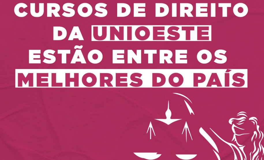 Os cursos de Direito da Universidade Estadual do Oeste do Paraná (Unioeste), em funcionamento nos campi de Marechal Candido Rondon, Francisco Beltrão e Foz do Iguaçu, receberam a nota 5 no Exame Nacional de Desempenho dos Estudantes (Enade), realizado pelo Ministério da Educação (MEC. - Foto/Arte; UNIOESTE