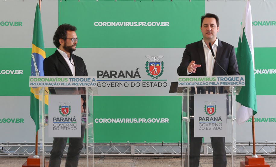 Covid Economia O governador Carlos Massa Ratinho Junior anunciou nesta quarta-feira (12) uma redução de 4 pontos percentuais ao ano nas taxas de juros das operações de microcrédito da Fomento Paraná.Foto: Geraldo Bubniak/AEN