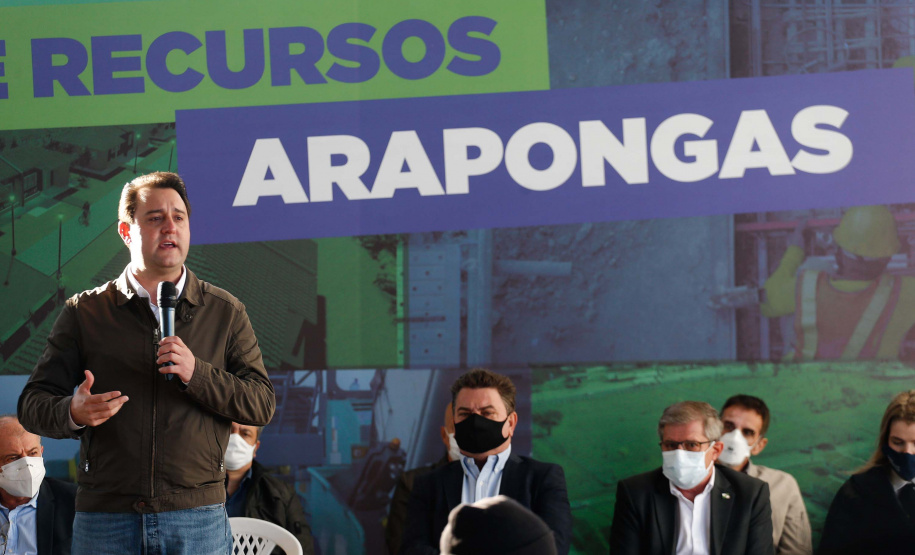 O governador Carlos Massa Ratinho Junior anunciou nesta quinta-feira (13) a liberação de R$ 57,6 milhões para execução de obras estruturantes em Arapongas, na Região Norte. Foto: Jonathan Campos/AEN