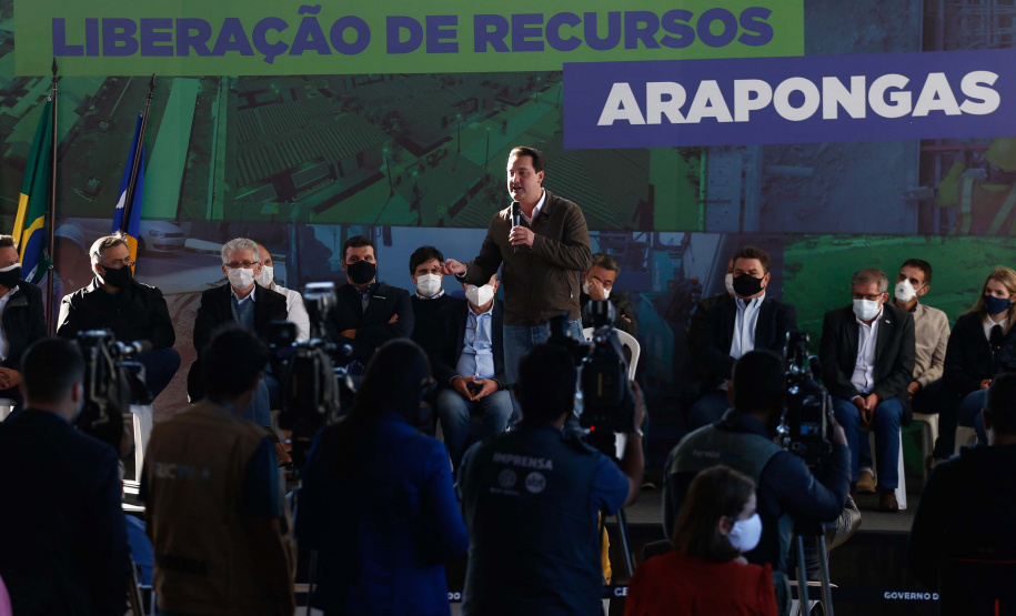 O governador Carlos Massa Ratinho Junior anunciou nesta quinta-feira (13) a liberação de R$ 57,6 milhões para execução de obras estruturantes em Arapongas, na Região Norte. Foto: Jonathan Campos/AEN
