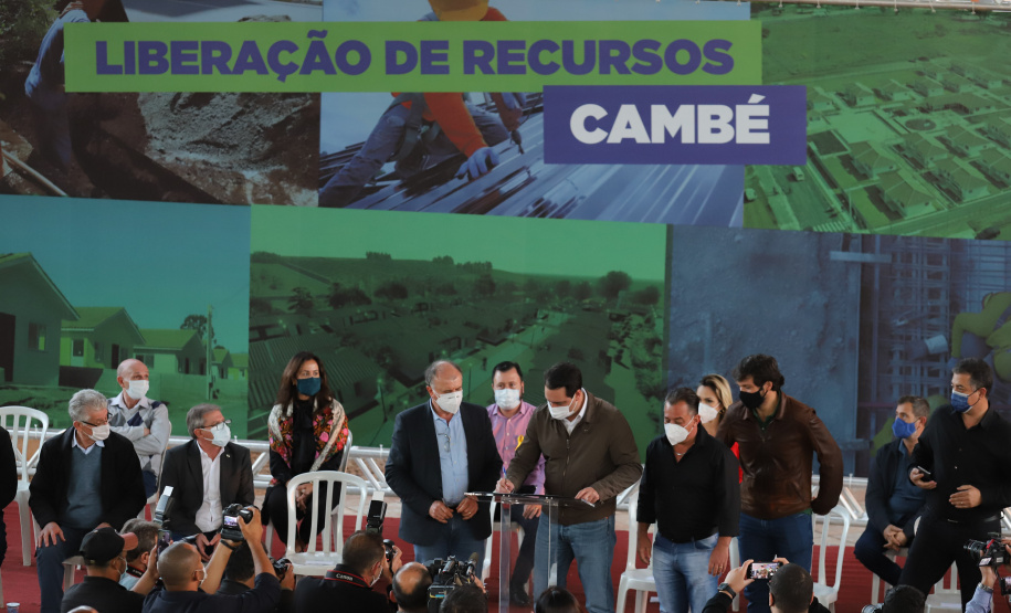 Novos Recursos Cambe O governador Carlos Massa Ratinho Junior anuncia nesta quinta-feira (13) novos recursos para Cambe, no Norte do Paraná. 13/05/2021 - Foto: Geraldo Bubniak/AEN