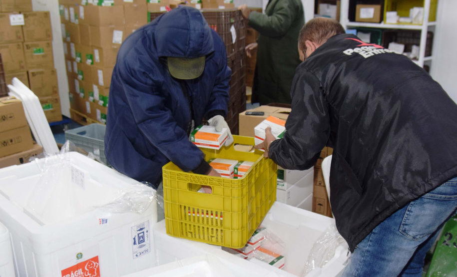 O Paraná recebeu mais 62 mil doses da vacina Coronavac, da parceria entre Sinovac e Instituto Butantan, nesta sexta-feira (14). As doses se referem a uma atualização na 19ª pauta de distribuição de vacinas contra a Covid-19 do Ministério da Saúde.. Foto: Américo Antonio/SESA