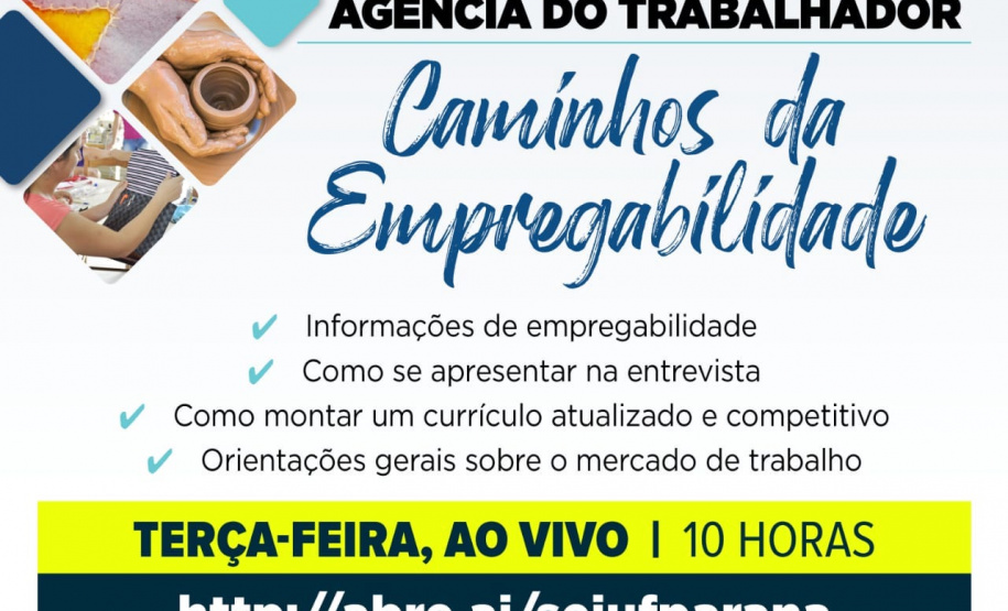 Agência do Trabalhador de Curitiba promove live sobre empregabilidade. Foto:SEJUF