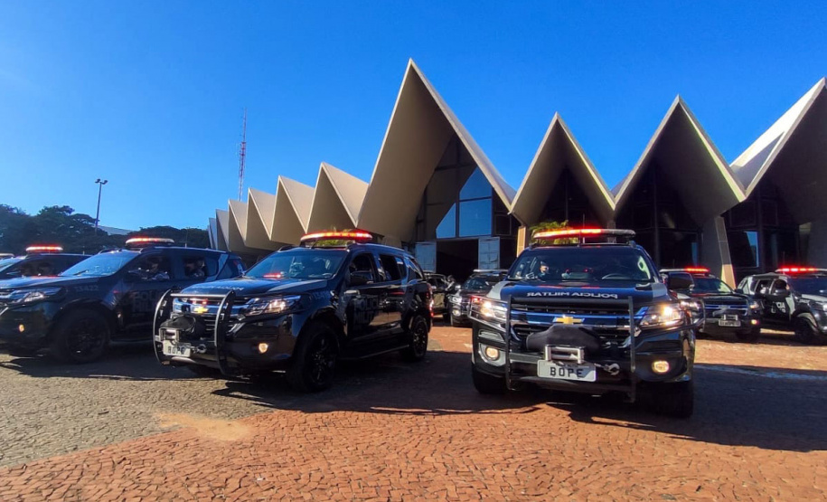 As equipes policiais do Batalhão de Operações Especiais (BOPE), treinadas para dar suporte às unidades de área da PM nas ocorrências de maior periculosidade estão na região de Cascavel nesta semana. A Operação Pronta Resposta IV foi lançada nesta terça-feira (18/05), no Centro da cidade, com a participação do Subcomandante-Geral da PM, coronel Rui Noé Barroso Torres.  -  Cascavel, 18/05/2021  -  Foto: PMPR