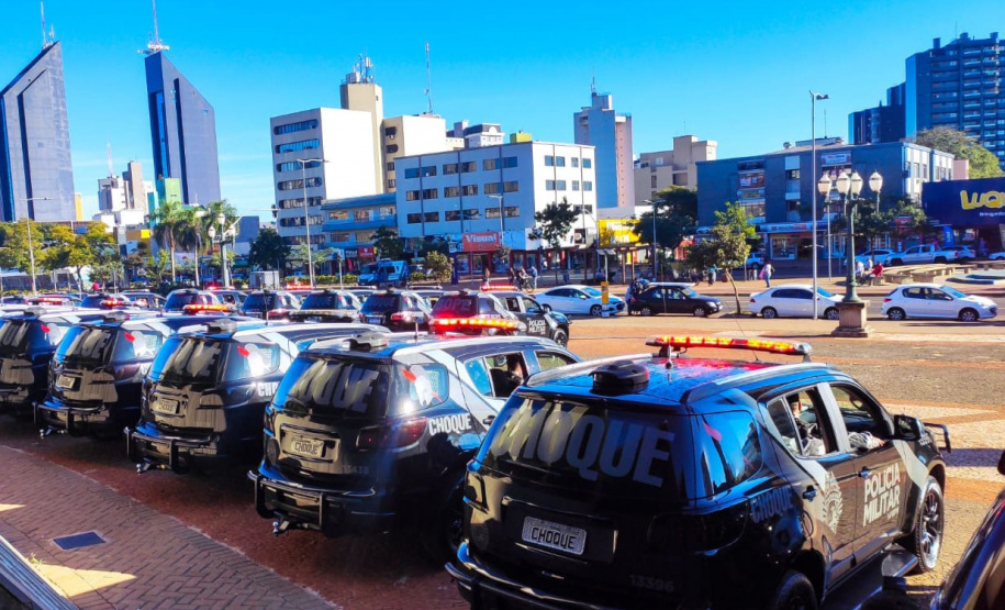 As equipes policiais do Batalhão de Operações Especiais (BOPE), treinadas para dar suporte às unidades de área da PM nas ocorrências de maior periculosidade estão na região de Cascavel nesta semana. A Operação Pronta Resposta IV foi lançada nesta terça-feira (18/05), no Centro da cidade, com a participação do Subcomandante-Geral da PM, coronel Rui Noé Barroso Torres.  -  Cascavel, 18/05/2021  -  Foto: PMPR
