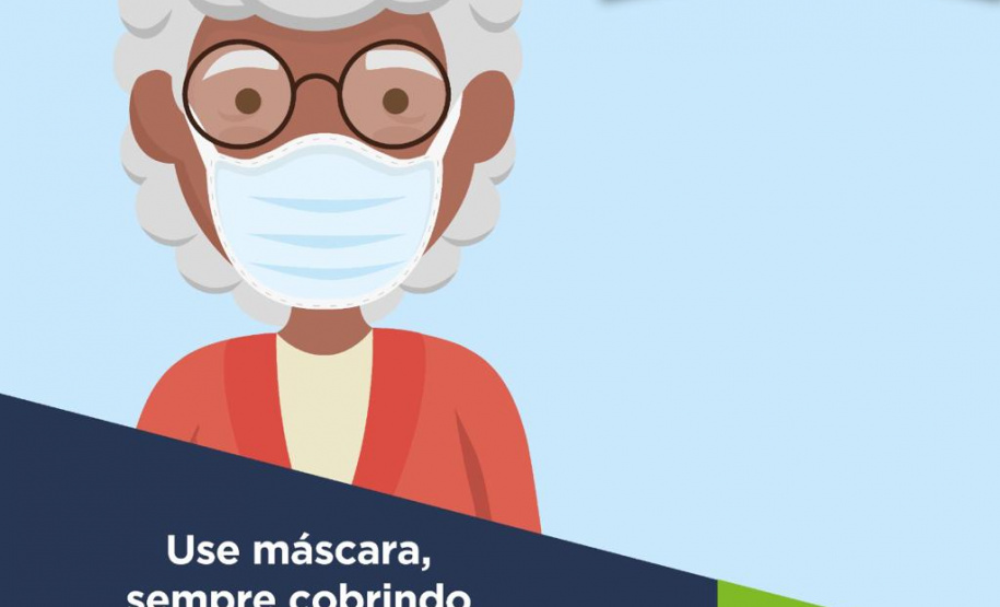 MÁSCARA E DISTANCIAMENTO - Campanha da Saúde incentiva que idosos vacinados continuem se cuidando - Foto/Arte: SESA