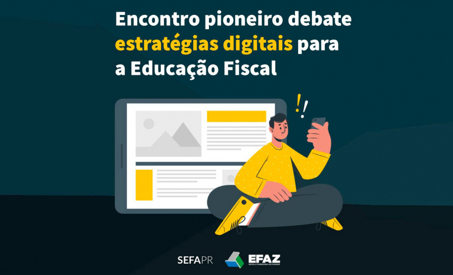 Nesta quinta-feira (20/05) acontece a abertura do primeiro “Encontro de Inovação Digital: Caminhos para a Educação Fiscal”. Promovido pela Escola Fazendária do Paraná (Efaz), o evento acontece até esta sexta-feira com apoio do Conselho Nacional de Política Fazendária (Confaz), por meio do GT-66. Inédito no país, o evento tem como objetivo disseminar estratégias digitais utilizadas pelas instituições que promovem a Educação Fiscal no Brasil.  -  Curitiba, 19/05/2021  -  Foto/Arte: SEFA
