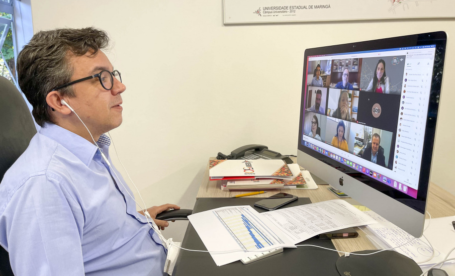 Laboratório de Inovação na Saúde é apresentado ao gestor da Seti. Na foto, Ricardo Dias Silva, vice-reitor da UEM, em reunião on-line  -  Maringá, 20/05/2021  -  Foto: UEM