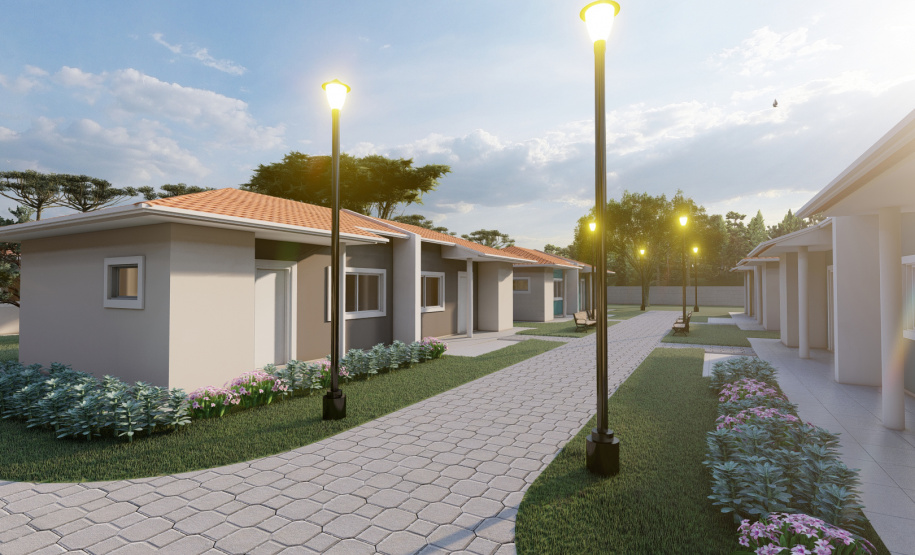 A obra de construção do condomínio para idosos, do programa Viver Mais Paraná, do Governo do Estado, em Prudentópolis ultrapassou os 60% de conclusão. O empreendimento, que recebe mais de R$ 4 milhões de investimento do tesouro estadual, será entregue ainda este ano à população de acordo com os representantes da Cohapar que vistoriaram os trabalhos de execução nesta segunda-feira (24). - Curitiba, 24/05/2021 - Foto: Cohapar