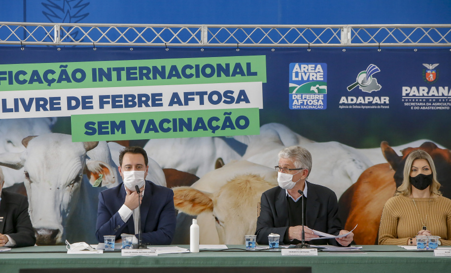 Governador Ratinho Junior destaca o reconhecimento internacional concedido ao Paraná como Área Livre de Febre Aftosa sem Vacinação.
Foto Gilson Abreu/AEN