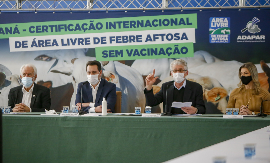 Governador Ratinho Junior destaca o reconhecimento internacional concedido ao Paraná como Área Livre de Febre Aftosa sem Vacinação.
Foto Gilson Abreu/AEN