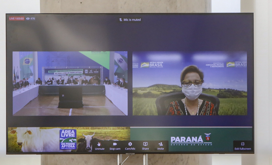 Governador Ratinho Junior destaca o reconhecimento internacional concedido ao Paraná como Área Livre de Febre Aftosa sem Vacinação.
Foto Gilson Abreu/AEN