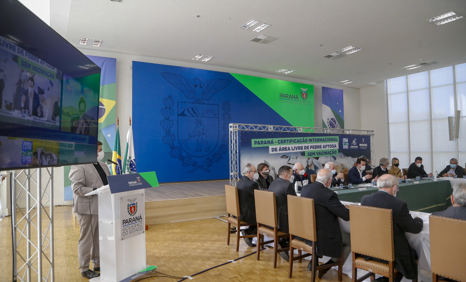Governador Ratinho Junior destaca o reconhecimento internacional concedido ao Paraná como Área Livre de Febre Aftosa sem Vacinação.
Foto Gilson Abreu/AEN