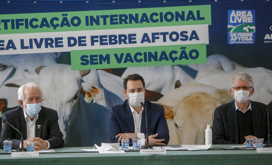Governador Ratinho Junior destaca o reconhecimento internacional concedido ao Paraná como Área Livre de Febre Aftosa sem Vacinação.
Foto Gilson Abreu/AEN