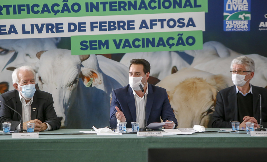 Governador Ratinho Junior destaca o reconhecimento internacional concedido ao Paraná como Área Livre de Febre Aftosa sem Vacinação.
Foto Gilson Abreu/AEN