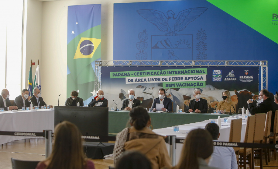 Governador Ratinho Junior destaca o reconhecimento internacional concedido ao Paraná como Área Livre de Febre Aftosa sem Vacinação.
Foto Gilson Abreu/AEN