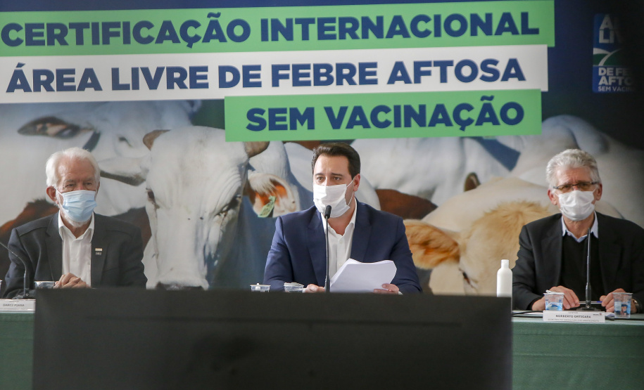 Governador Ratinho Junior destaca o reconhecimento internacional concedido ao Paraná como Área Livre de Febre Aftosa sem Vacinação.
Foto Gilson Abreu/AEN
