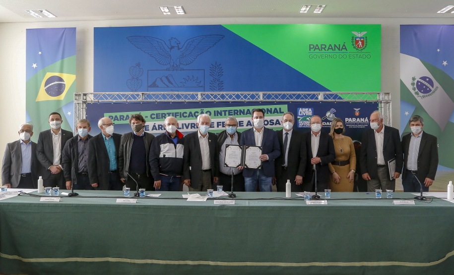 Governador Ratinho Junior destaca o reconhecimento internacional concedido ao Paraná como Área Livre de Febre Aftosa sem Vacinação.
Foto Gilson Abreu/AEN