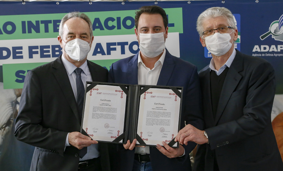 Governador Ratinho Junior destaca o reconhecimento internacional concedido ao Paraná como Área Livre de Febre Aftosa sem Vacinação.
Foto Gilson Abreu/AEN