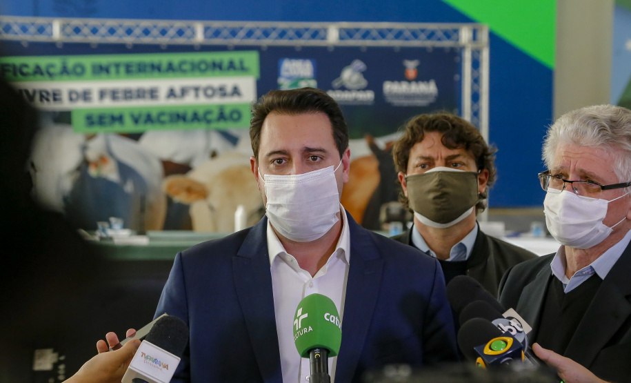 Governador Ratinho Junior destaca o reconhecimento internacional concedido ao Paraná como Área Livre de Febre Aftosa sem Vacinação.
Foto Gilson Abreu/AEN