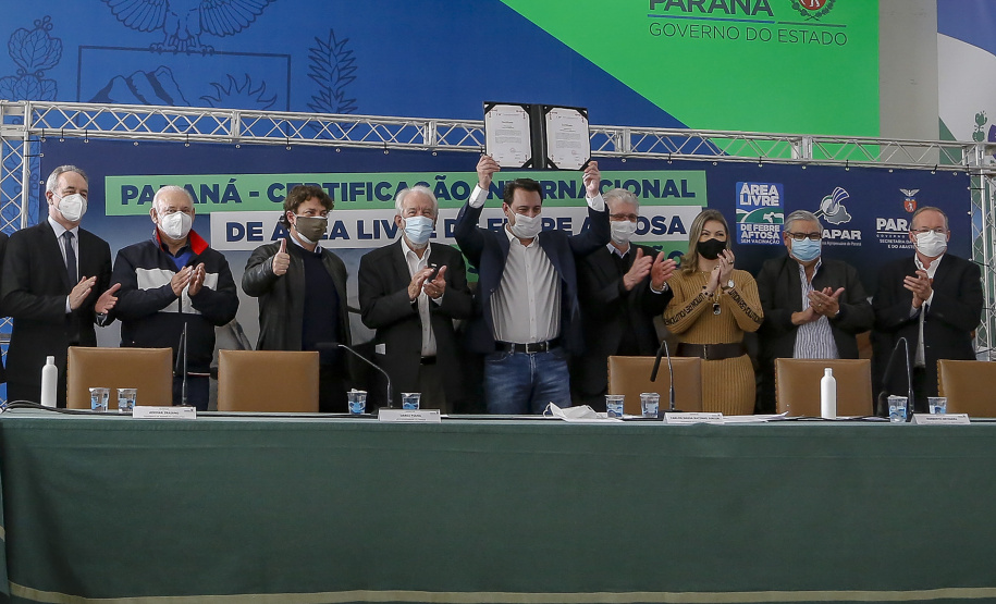 Governador Ratinho Junior destaca o reconhecimento internacional concedido ao Paraná como Área Livre de Febre Aftosa sem Vacinação.
Foto Gilson Abreu/AEN