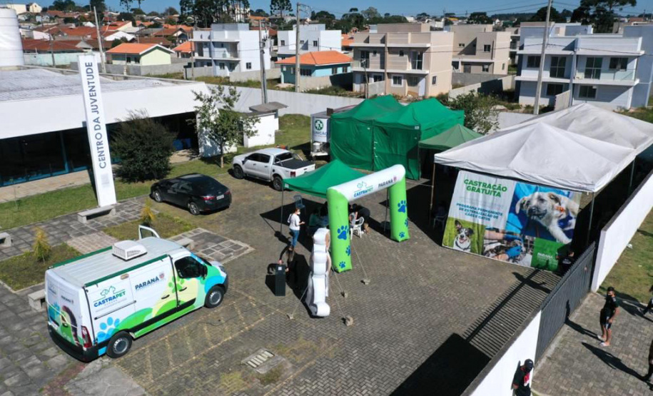 Equipes do Programa Permanente de Castração de Cães e Gatos (CastraPet), da Secretaria de Estado do Desenvolvimento Sustentável e do Turismo (Sedest), concluíram neste sábado (29) a castração de 719 animais em Piraquara. O Município é um dos últimos do ciclo que encerra no final de junho, com atendimento em 45 localidades e 15 mil pets castrados.  -  Piraquara, 29/05/2021  - Foto: Alessandro Vieira/AEN
