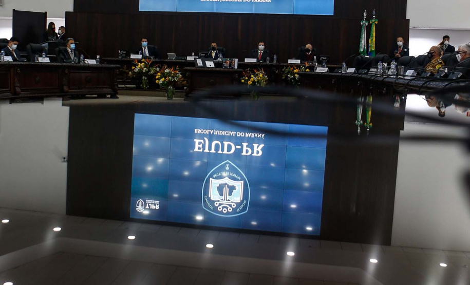 O governador Carlos Massa Ratinho Junior participou nesta segunda-feira (31) do lançamento da Escola Judicial do Paraná (Ejud-PR). Foto: Jonathan Campos/AEN