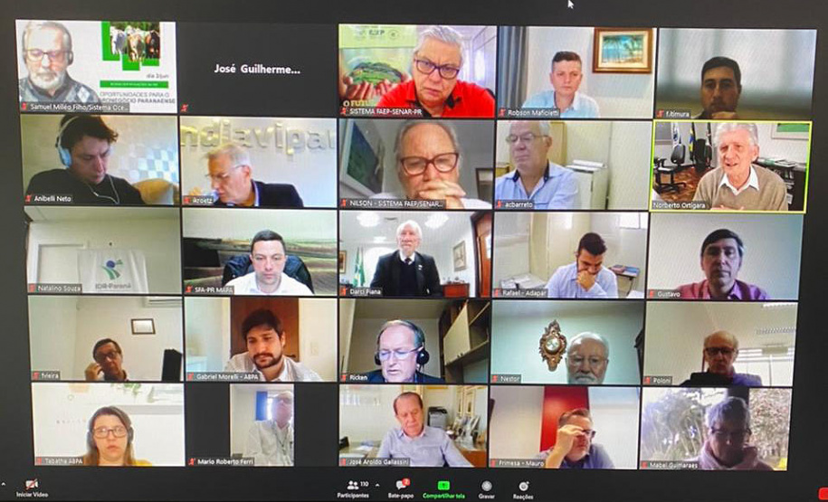União de forças permitirá ao Paraná vencer no mercado de proteína de origem animal - O tema reuniu dezenas de dirigentes de entidades, servidores públicos, deputados e produtores na tarde de quarta-feira (02), em um evento pela internet. - Curitiba, 02/06/2021 - Foto: SEAB
