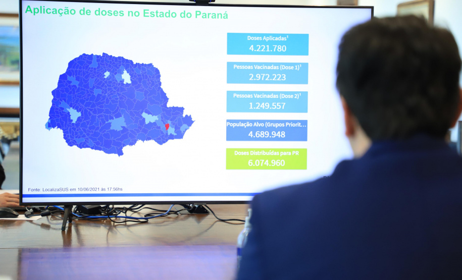 Governador Carlos Massa Ratinho Junior durante reunião com o secretário da Saúde, Beto Preto - Curitiba, 11/06/2021 - Foto: José Fernando Ogura/AEN