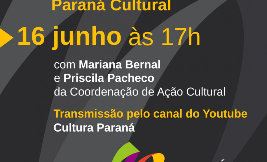 A Coordenação de Ação Social (CAC) da Superintendência-Geral da Cultura promove na quarta-feira (16), a partir das 17 horas, uma live sobre o programa de fomento Paraná Cultural. Estarão ao vivo no canal do YouTube Cultura Paraná Mariana Bernal e Priscila Pacheco, respectivamente coordenadora e técnica da CAC. A transmissão terá a abertura da superintendente-geral da Cultura, Luciana Casagrande Pereira.  -  Foto: Rita de Cassia Solieri Brandt Braga